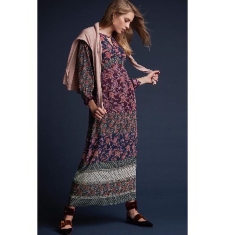 NWOT CAbi Festival Fall Floral Maxi Dress Size Small